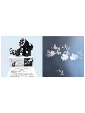VICTORIA LYNN LED ANIMATED MR & MRS HEART IMAGE PROJECTOR w BOX WEDDING USED ONC